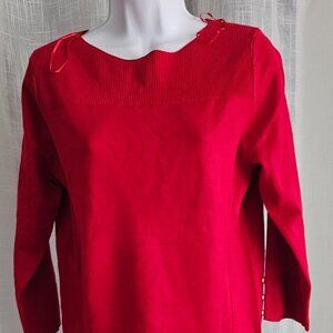 Melissa Paige Women's Cable-Knit Drop-Shoulder Sweater Red Size L NWT